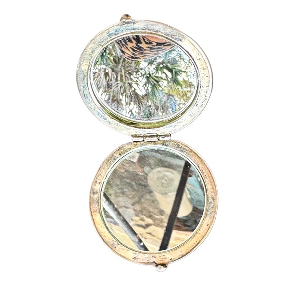 Vintage Silver Double Pocket Mirror - Inscriped HLP - Picture 7 of 11